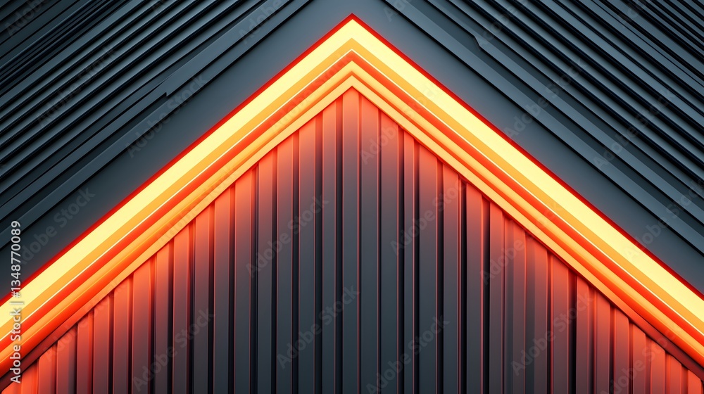 Poster abstract geometric pattern formed by a neon orange triangle shape