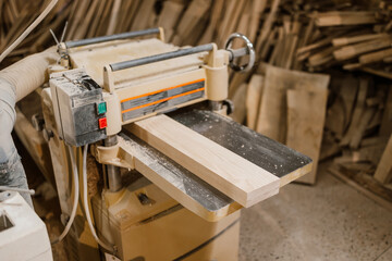 Woodworking Workshop with Planer Machine