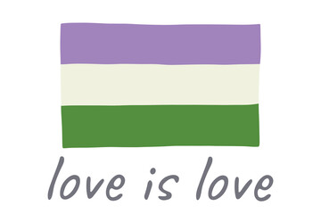 Colorful Genderqueer pride flag Happy pride day LGBTQ community Pride Month Vector hand drawn doodle for posters, stickers, logo, cards