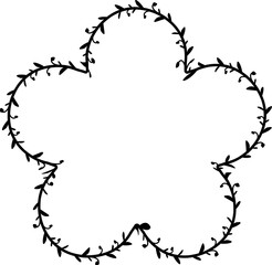 Flower frame wreath simple shape vector Leaves border floral photo frame romantic Botanical Branches decoration 