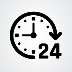 24 Hours Support editable icon. Stock illustration.