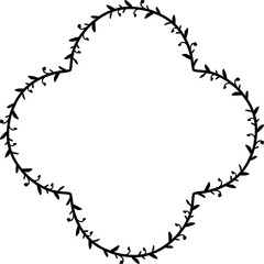 Quatrefoil frame wreath simple shape vector Leaves border floral photo frame romantic Botanical Branches decoration 