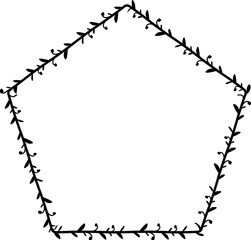 Pentagon frame wreath simple shape vector Leaves border floral photo frame romantic Botanical Branches decoration 