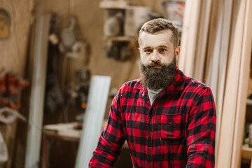 Fototapeta premium Woodworker in Plaid Shirt