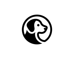Silhouette Dog Logo Design Template. Black and White Dog Icon Vector Illustration.