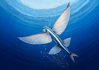 illustration in action of flying-fish.