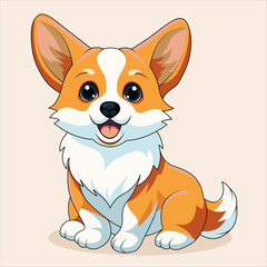Bright and sunny corgi puppy with cute cartoonish appearance. This vector illustration perfectly conveys warmth, kindness and carefree attitude
