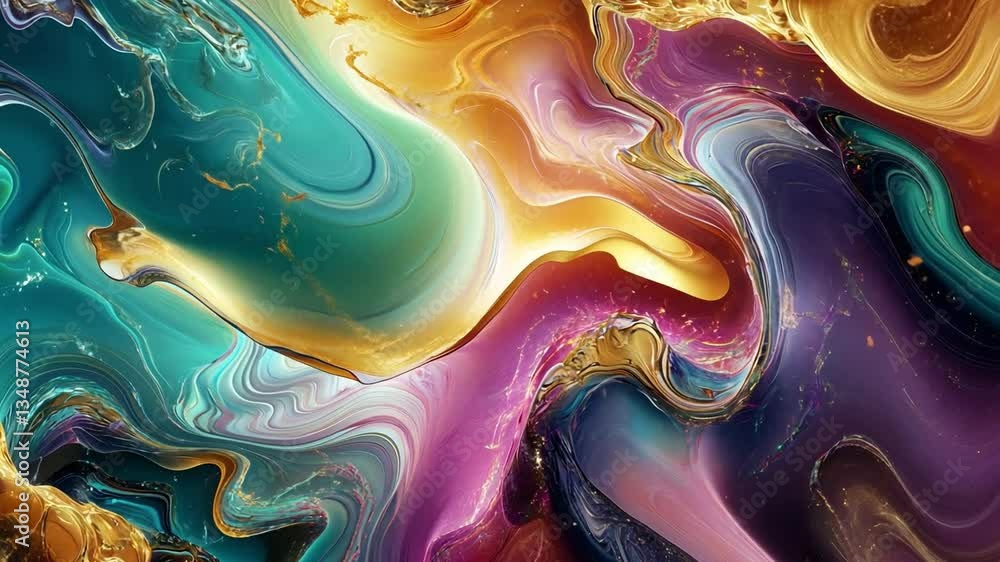 Poster vibrant abstract art featuring swirling colors and fluid patterns, ideal for creative projects and d