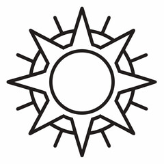 Sun outline icon on white background 
