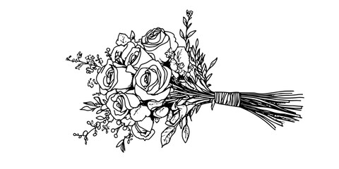 wedding flower bouquet sketch vector traditional hand made doodle design © Kaz