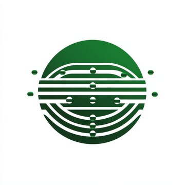 Abstract Green Orb with Parallel Lines and Spheres: Modern Graphic Design Element