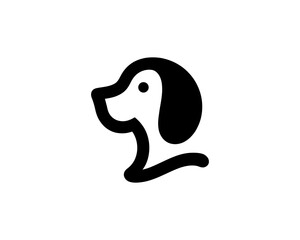 Silhouette Dog Logo Design Template. Black and White Dog Icon Vector Illustration.