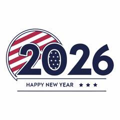 USA-Themed Happy New Year 2026 Vector 