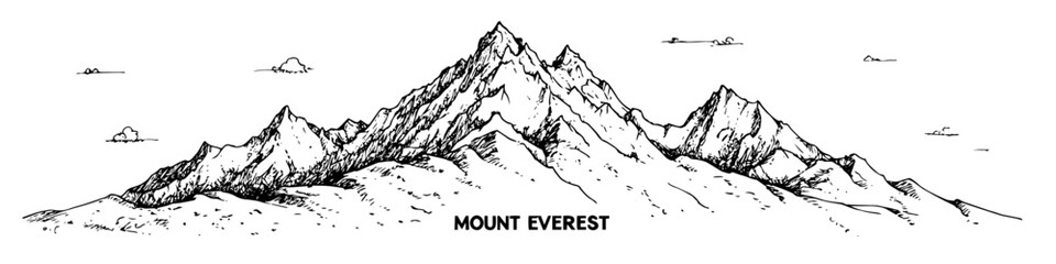 Obraz premium mount everest himalayas vector doodle ink sketch