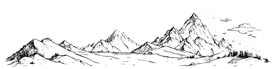 mountain landscape vector doodle ink sketch © Kaz