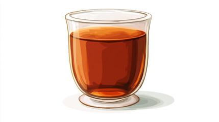 Traditional Turkish Tea in a Classic Glass Cup on a White Background