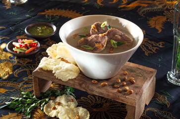 Traditional Indonesian Soto Bandung with Beef, Radish, and Emping