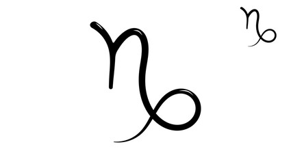 Capricorn symbol, black isolated silhouette