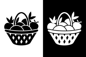 Fresh Fruit Clipart Icon Clean Black & White Vector Graphic.