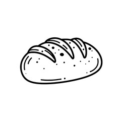 Artisan Bread Illustration: A hand-drawn, inviting depiction of a freshly baked loaf of artisan bread, emphasizing the rustic charm with its contours and a minimalist, elegant look.