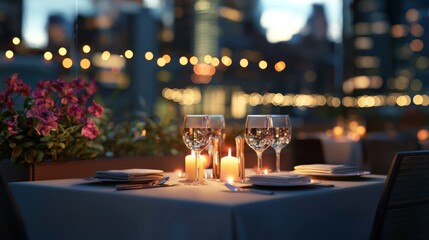 Romantic Dinner by the City Lights