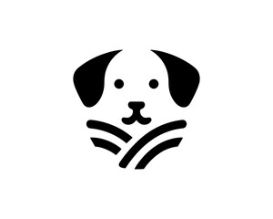 Silhouette Dog Logo Design Template. Black and White Dog Icon Vector Illustration.