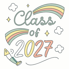 Colorful Handwritten Class of 2027 Vector 