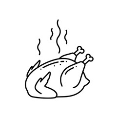 Fototapeta premium Roasted Chicken: An appetizing illustration of a steaming roasted chicken, perfect for culinary projects, featuring savory details.