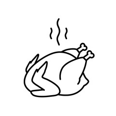 Deliciously Roasted: A simple, elegant illustration of a fully roasted chicken, steaming invitingly, ready for a feast.