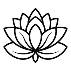 Black silhouette of a lotus flower – elegant floral vector EPS and PNG