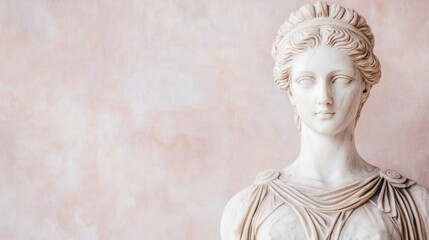 Naklejka premium Classical Marble Statue of a Woman on Textured Background, sculpture, art