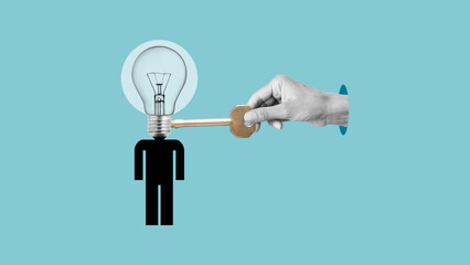 The hand wind up toy marionette mechanism as metaphor of manipulation or coaching. Fake or fact...
