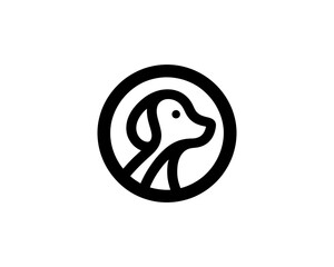 Silhouette Dog Logo Design Template. Black and White Dog Icon Vector Illustration.