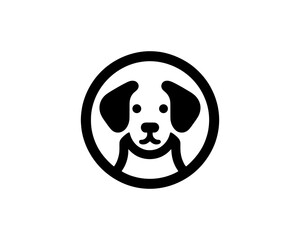 Silhouette Dog Logo Design Template. Black and White Dog Icon Vector Illustration.