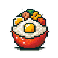 Pixel Art Fried Rice PNG &ndash; High-Quality Transparent Retro Game Food Icon