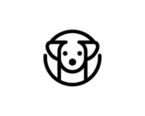 Silhouette Dog Logo Design Template. Black and White Dog Icon Vector Illustration.