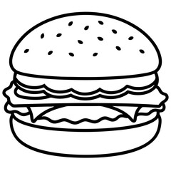 Elegant Burger Vector Line Drawing