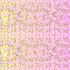 Seamless Floral Pattern with Pink Flowers on Gradient Pastel Background