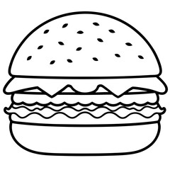 Elegant Burger Vector Line Drawing