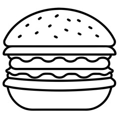 Elegant Burger Vector Line Drawing