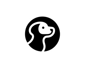Silhouette Dog Logo Design Template. Black and White Dog Icon Vector Illustration.