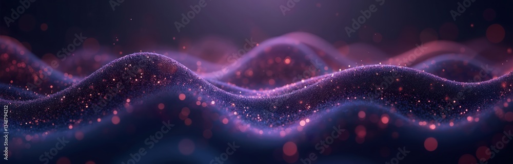 Poster abstract digital wave tech with flowing particles. connection lines on dark background. beautiful co