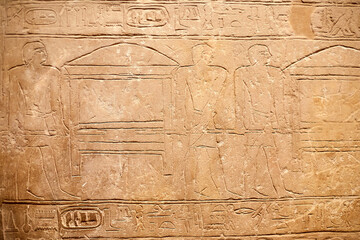Mural from the mastaba of the Egyptian vizier Mereruka showing funerary procession with men carrying chests