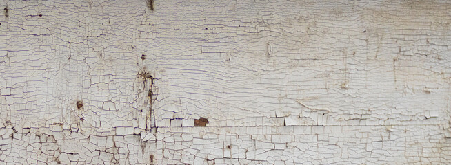Fototapeta premium Wide view of crackle paint abstract background.Painted aged wood surface