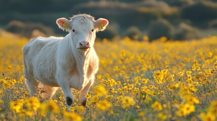 Chianina: A tall, white cow with a majestic presence, standing in a sunny Italian pasture.
