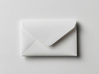 Minimalistic white envelope on a neutral surface.