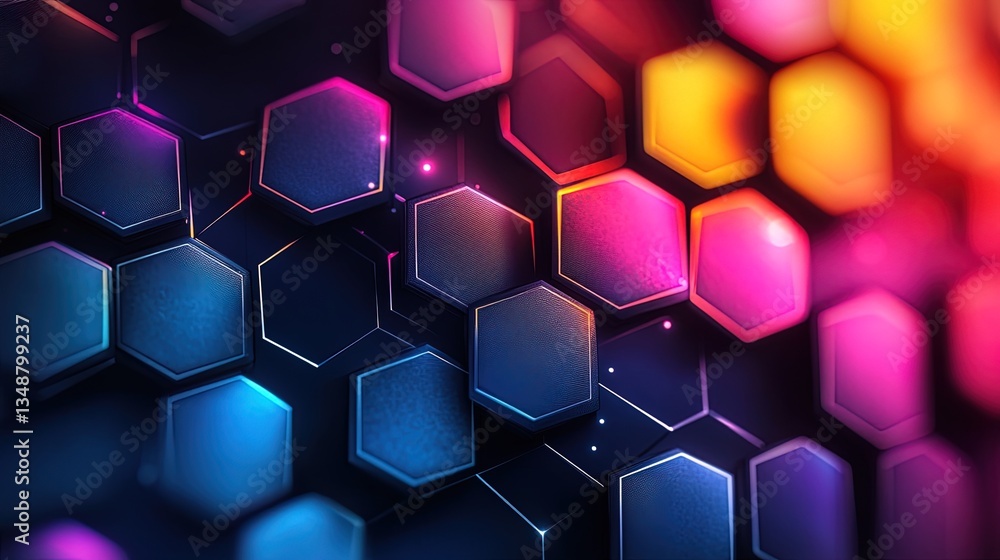 Poster modern honeycomb pattern with gradient hexagons, geometric design