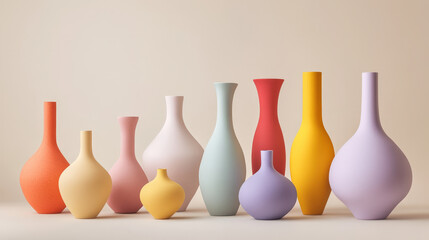 three vases with colorful flowers