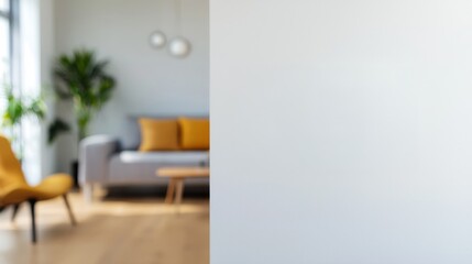 Home improvement with sustainable building concept. Living room featuring a cozy sofa, decorative pillows, and plants, creating a warm and inviting atmosphere.