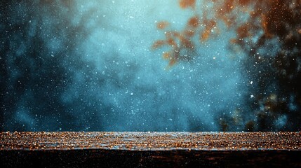Dark wooden surface, rain, bokeh background